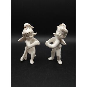 Vintage Holt Howard Angel Candle Huggers White with Gold